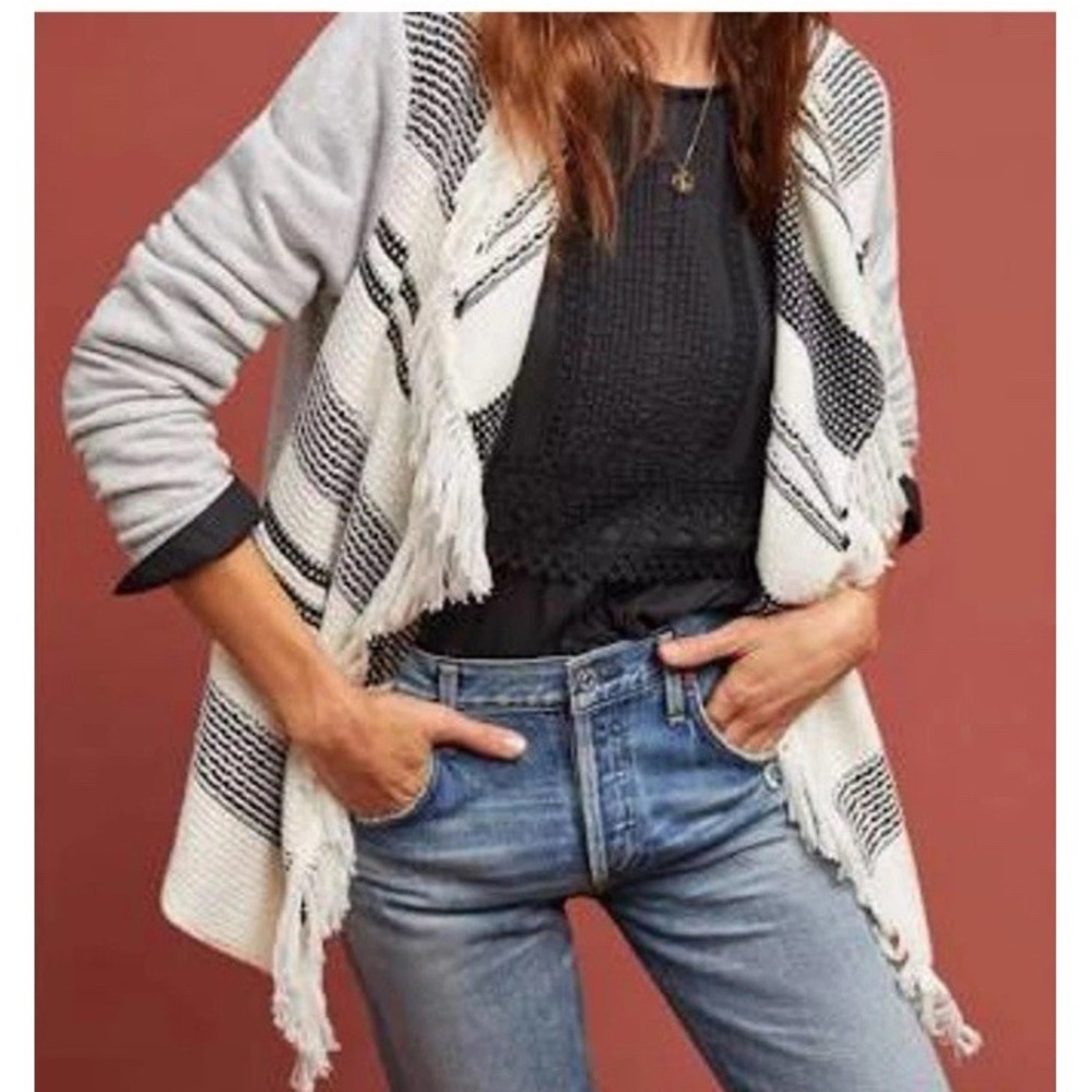 NWT Anthropologie DOLAN‎ Left Coast Fringe Open Cardigan Sweater Sz M - $148